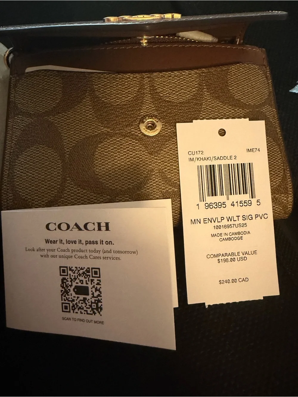 Coach Brown Leather Envelope Wallet / Bag  with Gold Logo NWT